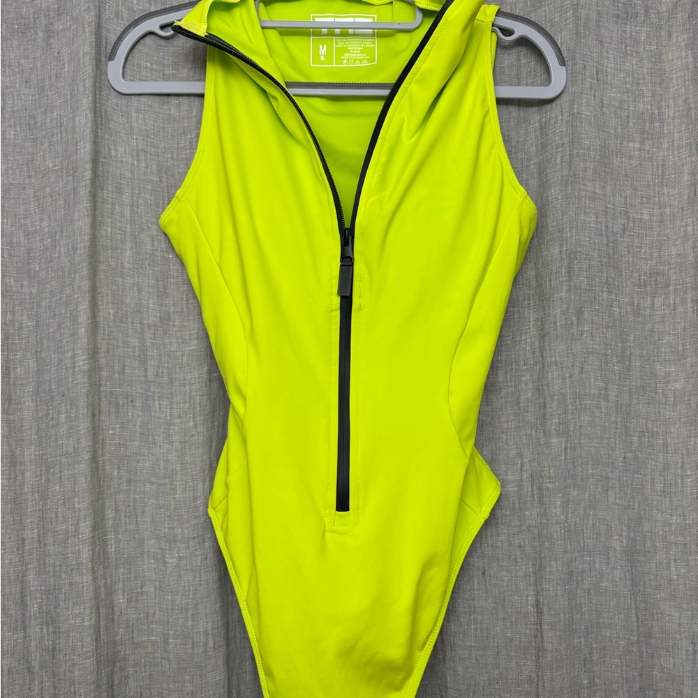 TA3 Neon Yellow/Green Women's One Piece waist cinching Swimsuit